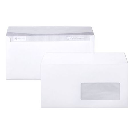 Enveloppe Clairefontaine blanche 110 x 220 mm - format DL - avec fenêtre - Boîte de 250 (1/4)
