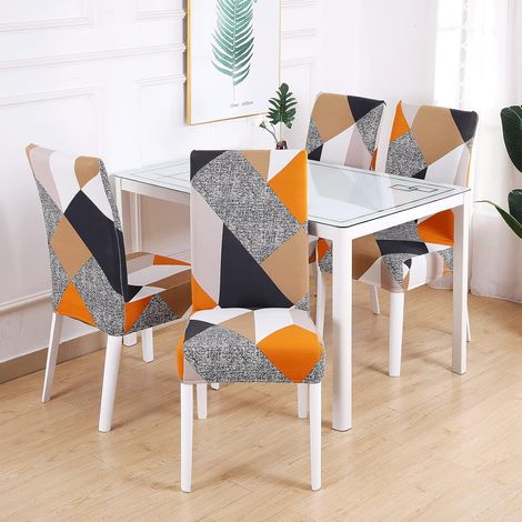 Stuhlhussen 4er Set Stretch Stuhlhussen für Esszimmerstühle, Abnehmbarer Waschbarer Stühle Schutz Dekoration Stuhlbezug für Haus, Küche, Hotel, Restaurant, Bankett, Hochzeit, Party