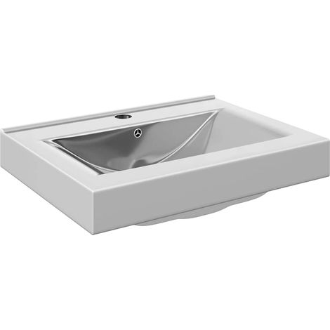 Lavabo avec trop-plein 60x46x16 cm Céramique Argenté