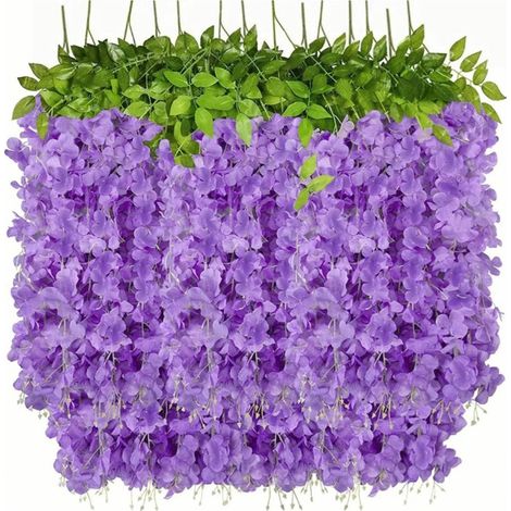 de 14 fleurs artificielles de glycine à six feuilles