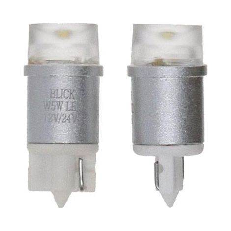 2 ampoules led wedge w5w, 12/24 volts 0.5 watts culot w2.1x9.5d