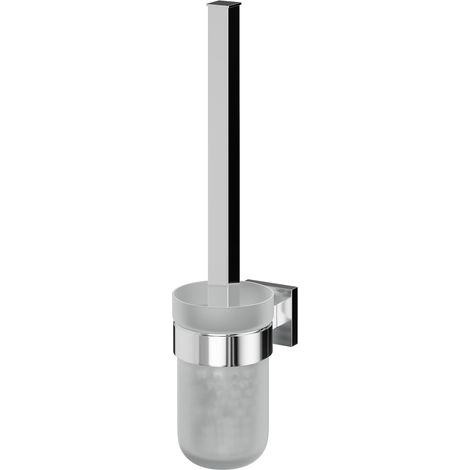 Vector Polished Chrome and Frosted Glass Wall Mounted Toilet Brush and Holder (1/5)