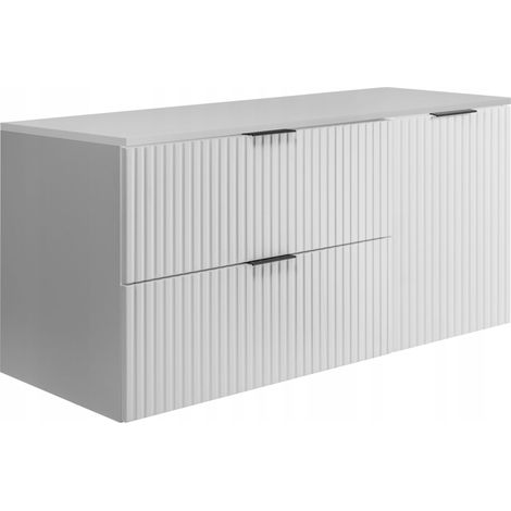 Waschtischunterschrank - 120 cm - Weiß - Modernes Design - Elegante gerillte Fronten