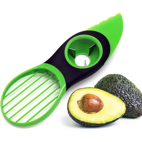Cortador y rebanador de aguacate 3 en 1 - Herramienta multifuncional para frutas, kiwi y mango - Utensilio de cocina con pelador (1/2)