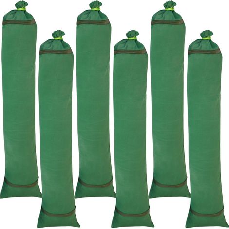 Lot de 6 sacs anti inondation, barrière à remplir avec poignées - 22.5 x 100 cm - Toile canevas 400 gsm - Vert - Linxor (1/5)