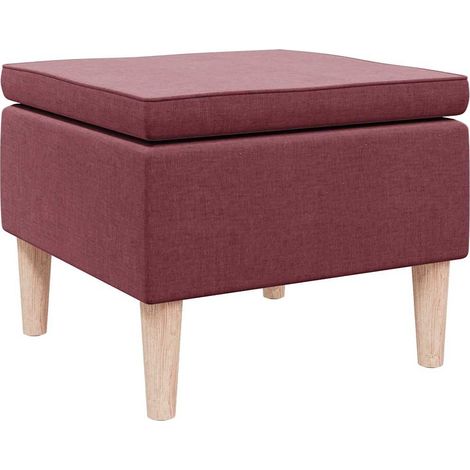 vidaXL Taburete con patas de madera tapizado tela rojo tinto (1/2)