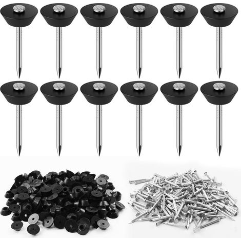 160 Pièces Boutons de Montage avec Clou, 3x30 mm Clous à Picots Clous D'étanchéité pour Membrane Alvéolée, Clous en Aluminium Alvéolés pour Membrane Fondation,Lits Surélevés,Pots de Fleurs (1/5)