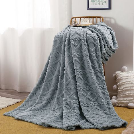 Plaid Canape Couverture Polaire - Jete de Canape Gris 150x200, Plaid Canapé Sherpa Double Face 2 Personnes Doux et Chaude (1/5)