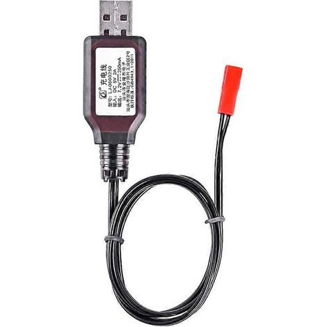 7,2-V-USB-Ladekabel mit JST-Stecker für ferngesteuerte Roboterautos, schwarz