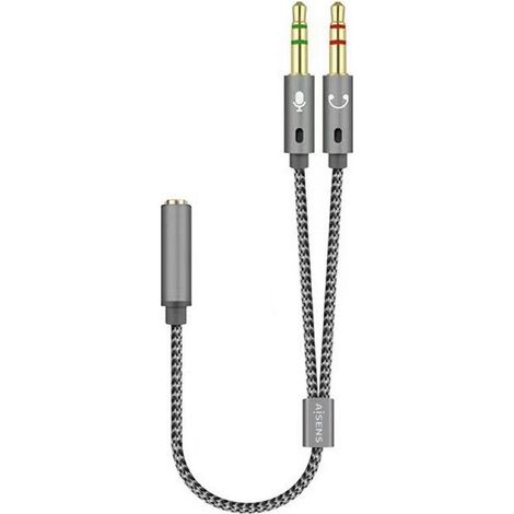 Adattatore aisens a128-0417/ jack 3.5 femmina - 2x jack 3.5 maschio/ 25cm/ grigio