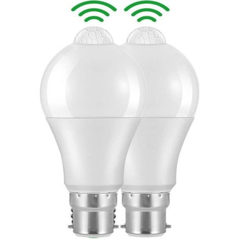 Ampoule LED B22 Détecteur De Mouvement - 12 W - 1020 Lm - Blanc Froid 5700 K - IP42 - Non Dimmable - 2 Pièces (1/4)