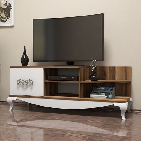 TV-Möbel Sultan Walnuss Weiß Melamin 130x50,6x45 cm (1/5)
