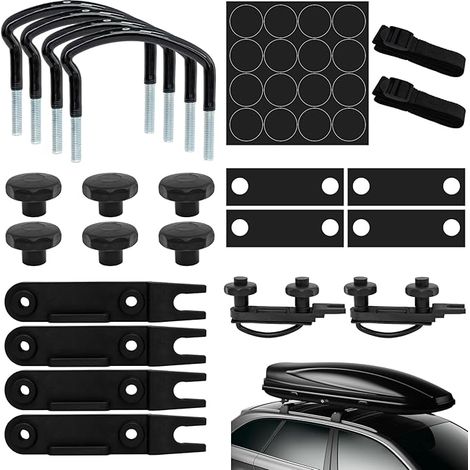 Roof Box Mounting Kit, 4 Sets Universal Bolts, Internal Width 85mm Universal Galvanised Steel Roof Box Bracket for Car Van Mounting U-Bolt M8 with 8 Nuts