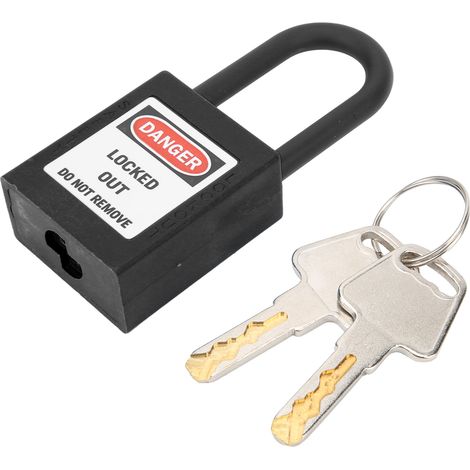 Ortviai Cadenas de sécurité nylon isolation 38mm cadenas de sûreté industrielle avec clés noir