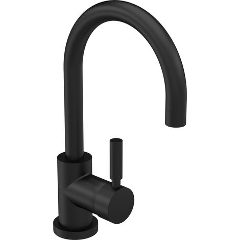 Contemporary Dunwood Round Tall Lever Mono Basin Mixer Tap (Waste Included) - Matt Black - Balterley