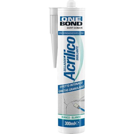 Pack de 12 cartouches silicone acrylique, effet rugueux, blanc, 300ml.