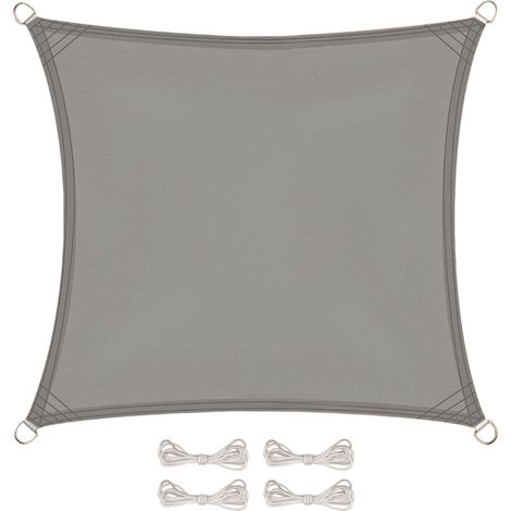 Voile d'ombrage carré pour terrasse, jardin, toile imperméable et résistant UV - 3 x 3 m - Gris  - Linxor