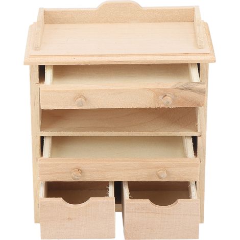 Meuble tiroir miniature modèle 1:12 pour maison de poupée, en bois massif, décoration suspendue DIY, jouet de décoration (1/5)
