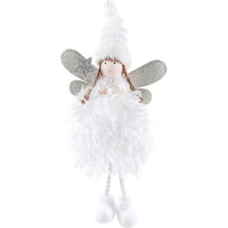 Weihnachtsdekoration – Plüsch-Engel – Weiß, Rosa, Grau – 25x12 cm – 18 g