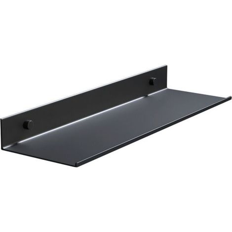 (20 cm, Schwarz) Wandregal zur Montage ohne Bohren, schwarzes Wandregal, Duschregal aus Metall, 20 cm, dekoratives Wandregal für Wohnzimmer, Badezimmer, Küche, Büro