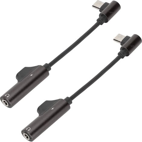 2Pcs Adaptateur Audio USB-C vers Jack 3.5mm, Câble Souple 2 en 1 pour Smartphone, Tablette et PC, Noir (1/5)