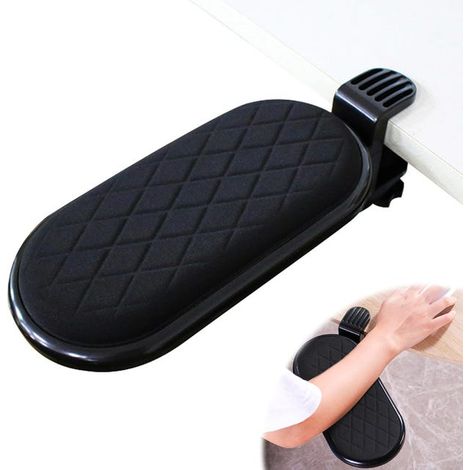 Reposabrazos, reposabrazos de escritorio, reposamuñecas ajustable para brazos, soporte para brazos de ordenador, reposamuñecas ergonómico, ajustable 180°, negro (1/5)