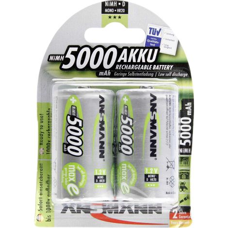 ANSMANN - Batterie 2 x D - NiMH - (wiederaufladbar) - 5000 mAh