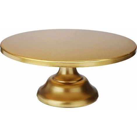 Présentoir à gâteau rond en fer 12 pouces, plateau à gâteau sur pied, support à dessert mariage anniversaire - Or (1/5)