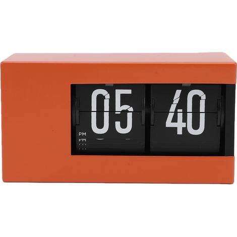 Orologio a ribalta con calendario, display a LED, rotazione automatica delle pagine, fuso orario 12 ore AM/PM, colore arancione perpetuo retrò. (1/5)