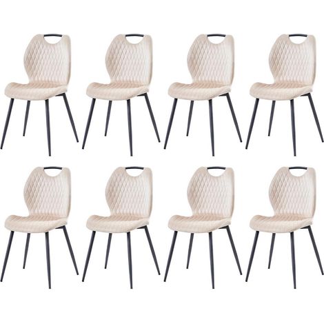 Esszimmerstühle 8er-Set, Polsterstühle mit Stoffrückenlehne, Metallbeine, Beige (1/5)