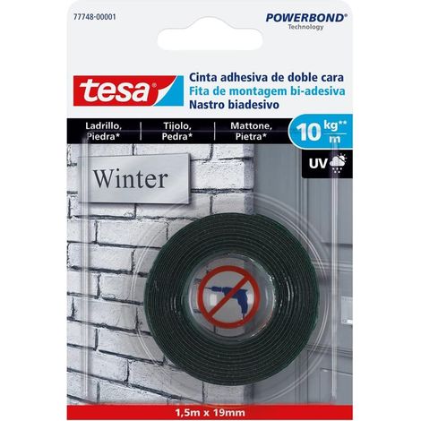Tesa Cinta adhesiva doble cara ladrillo y piedra 10 Kg 1,5 Mt x 19mm (1/5)