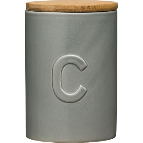 Interiors By Premier Chic Design Light Grey Coffee Canister With Bamboo Lid, Functional Canister, Durable Canister For Ingredients (1/5)