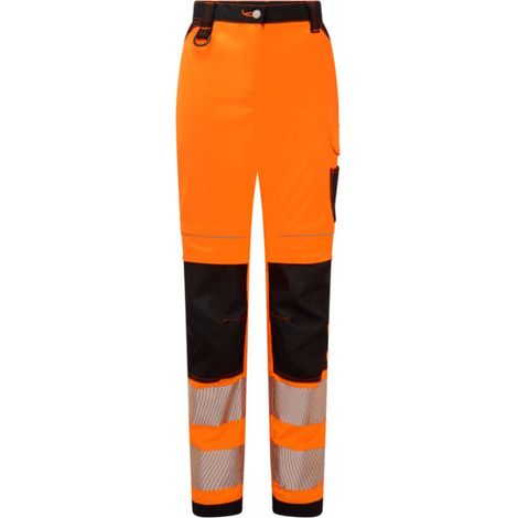 Pantalón elástico de A. V para mujer cintas reflectantes bolsillos para rodilleras PW385 28 pulgadas (talla 38) Naranja/Negro