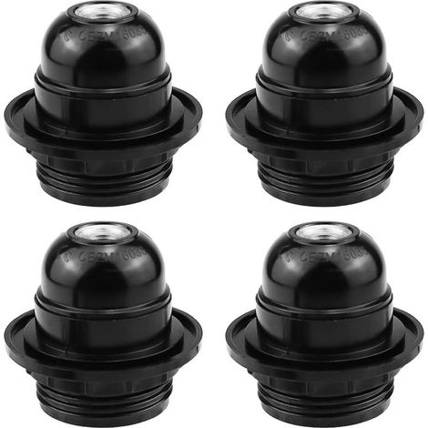 4 Pièces Douille E27 Adaptateur, Socket E27, Douille E27 Noir Vis Douille Lampe Support, D'ampoule E27 Retro,pour Ampoule Retro Fixation Douille (1/5)
