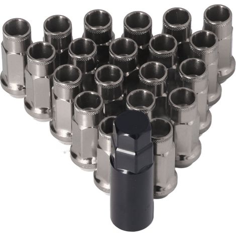 M12x1,25 Radmuttern aus Metall, 20er-Pack, universelles Autozubehör, Ersatz für Mitsubishi, schwarz (1/5)