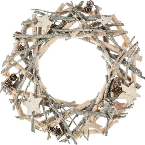 Ghirlanda con rami e stelle in legno da 30 cm - Feeric lights & christmas
