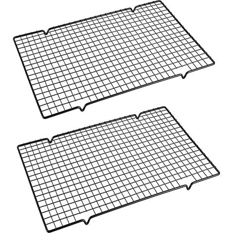 2 Pièces Grille Patisserie, Acier Inoxydable, Fil Épaissi, Noir, 40,5x25cm, Cuisine, Refroidissement Gâteau (1/5)