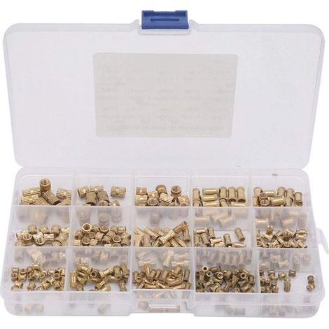 Assortimento di inserti filettati Dailygoods, 330 pezzi, dadi in ottone zigrinati M2/M3/M4/M5 ISO Metrico Grado 3B per viti da stampa 3D (1/5)