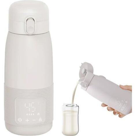 Ecleanfy-Chauffe-biberon Portable, 500ml Chauffe-biberon Bébé en Déplacement Contrôle Précis de la Température 37 à 55 Degrés Réglable pour le Voyage Alimentation de Nuit