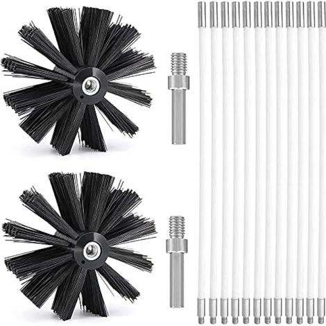 Kit de Ramonage, Brosse Nettoyage Cheminée 150mm Outil Nettoyage pour Cheminées avec 12 Tiges Flexibles de 410 mm et 2 TêTes de Brosse pour Cheminée évent de Sécheuse Tuyau d'égout poêle à Bois (1/5)