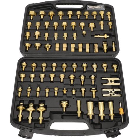Kit de test de fuite pour climatisation automobile, 77 pièces : outils de détection de fuites en laiton, kit de réparation de raccords pour climatisation de voiture (1/5)