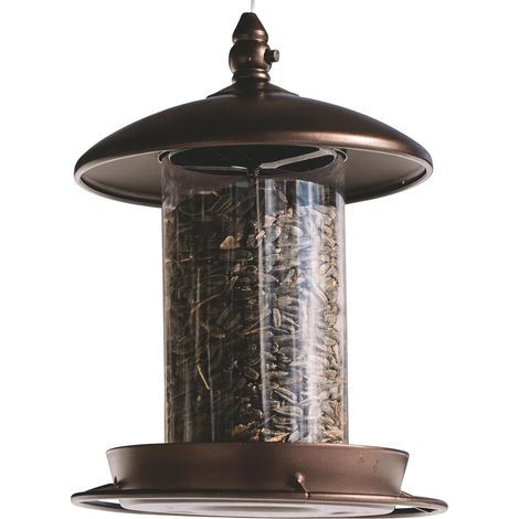 Mangeoire à Oiseaux en métal pour l'extérieur, mangeoires à Oiseaux Sauvages pour Cardinal, Grand Toit et tiroir - 6 portails. (1/5)