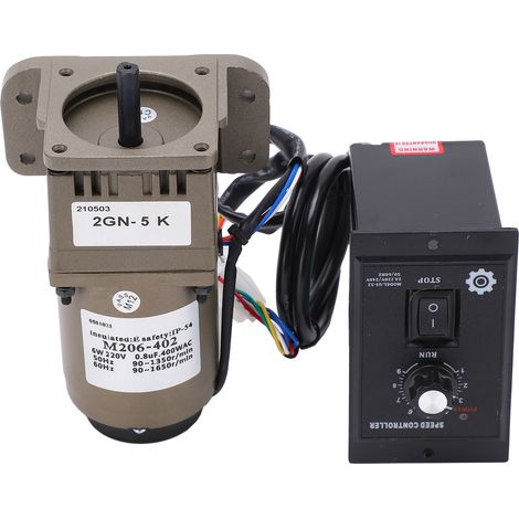 Moteur asynchrone monophasé 220V 6W avec réducteur de vitesse réglable (5K) (1/5)
