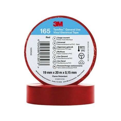 Cinta Aislante Temflex 165 PVC 19mm x 20m 3M 7100184800 Rojo