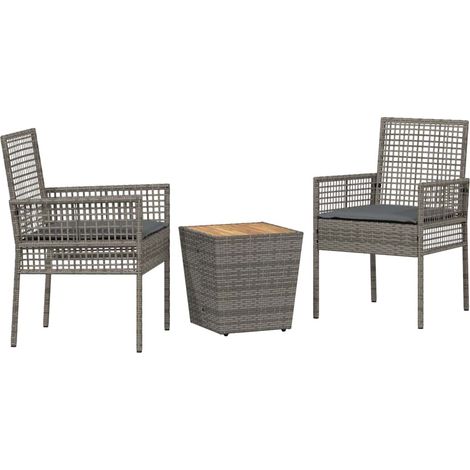 Ensemble bistro de jardin 3 pcs，Salon de jardin Gris Poly rotin CFW79823 (1/5)