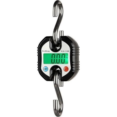 Digital Scales, Hook Scale, Mini Portable Hanging Scale with LCD Display, Electronic Scale 150 kg Hanging Hook Scale LCD Dynamometer Hook Weigher (Black),