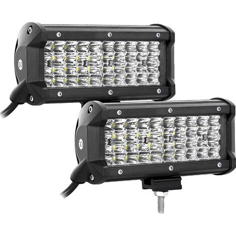 Barra de luz de alto brillo, construcción duradera, 2 x 7 pulgadas, 120 W, sin cables. (1/2)