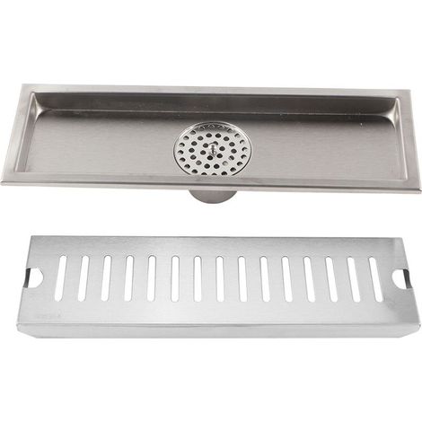 Drain de sol de douche rectangulaire en acier inoxydable à grand débit, ravin de drainage de salle de bain (drainage moyen) (1/5)