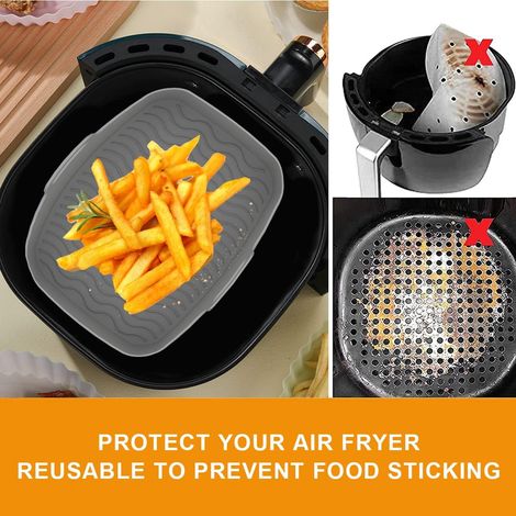 Poêle en silicone pour friteuse à air chaud, casserole rectangulaire en silicone pour friteuse à air chaud, plateau en silicone pour friteuse à air chaud (1/5)