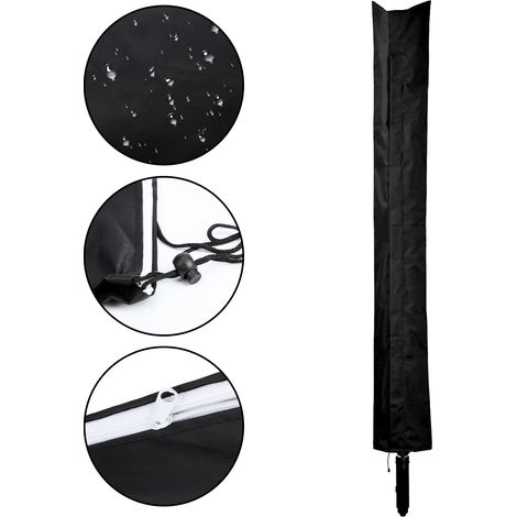 Randaco Coperta impermeabile per asciugare la biancheria all'aperto con cerniera in tessuto Oxford 210D nero (168×28 cm) (1/5)